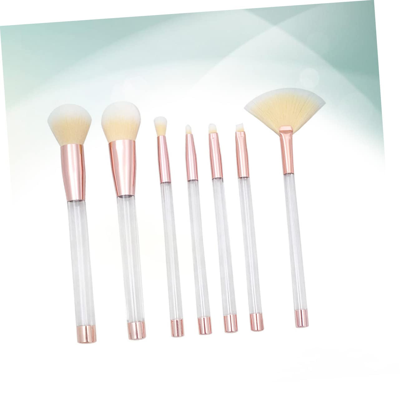 7Pcs Crystal Makeup Brush Set Sand Fillable Brushes Rose Gold Yellow Accents for Women Makeup Application and Daily Use