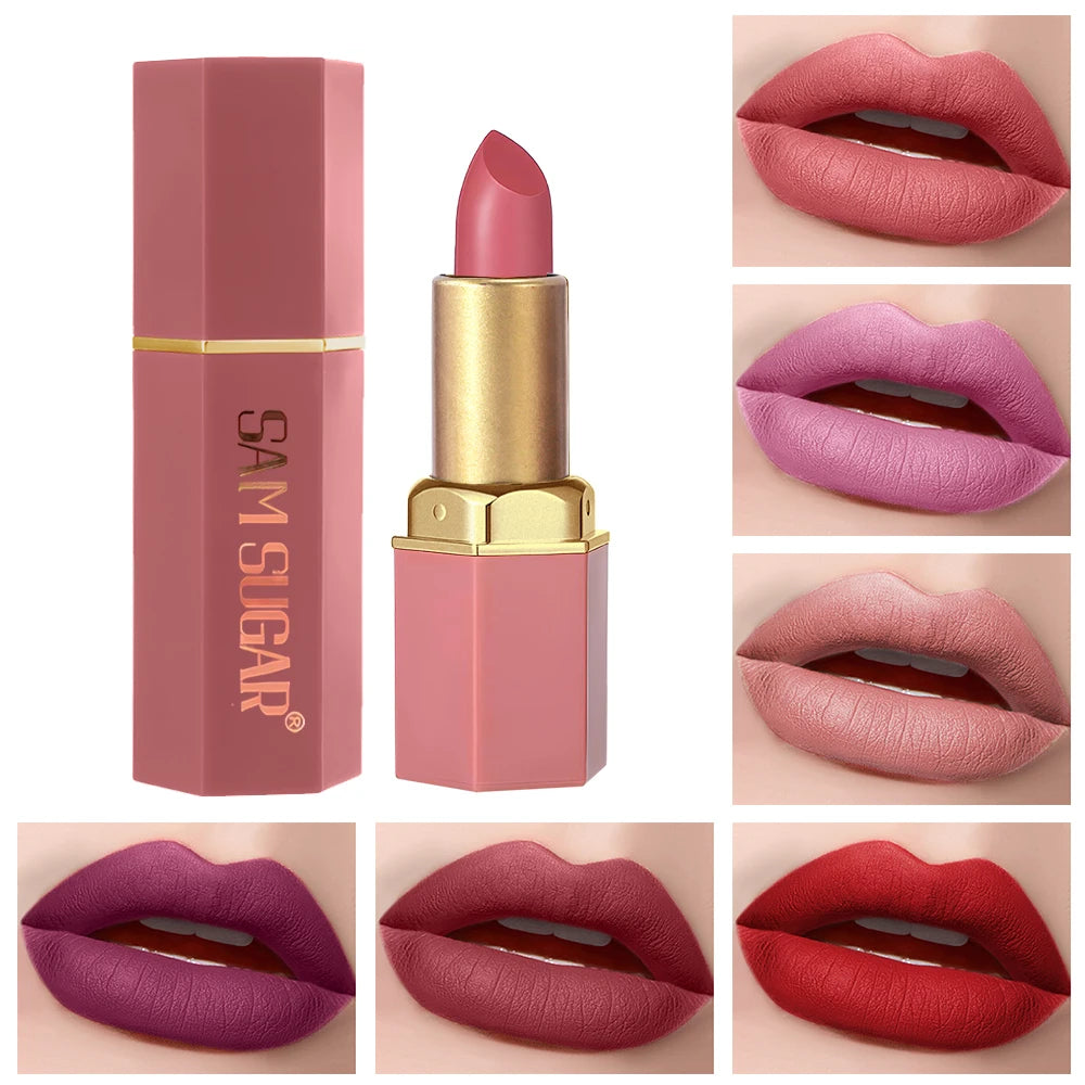 6-Piece Matte and Pearlescent Glitter Lipstick Set in Gold Bar Tube - Perfect Valentine's Day Gift in 6 Colors
