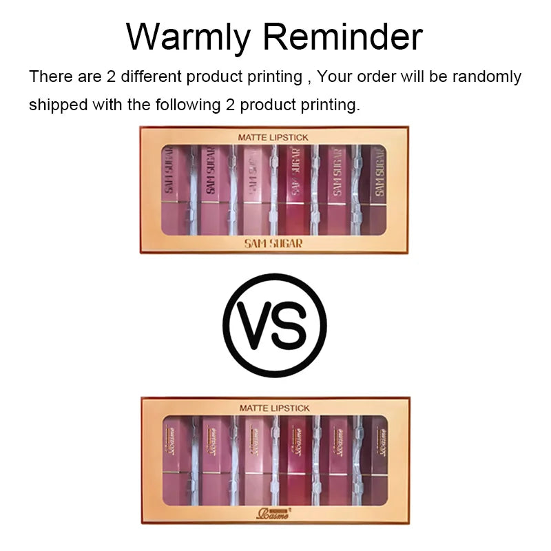 6-Piece Matte and Pearlescent Glitter Lipstick Set in Gold Bar Tube - Perfect Valentine's Day Gift in 6 Colors