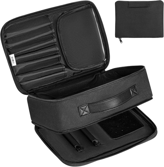 Waterproof Makeup and Jewelry Organizer Bag for Women with Compartments (Black)