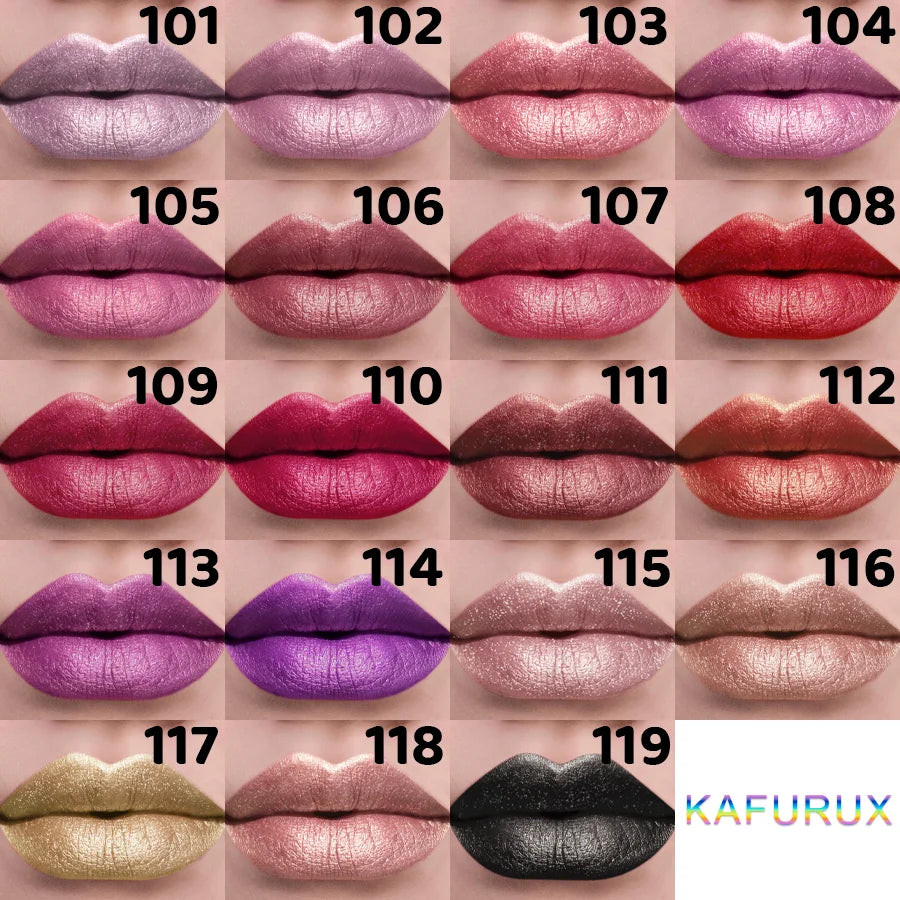 21-Color Bold & Intense Glitter Metallic Lipstick - Long-Lasting Pearlescent Lip Tint for Matte Lip Makeup Gifts