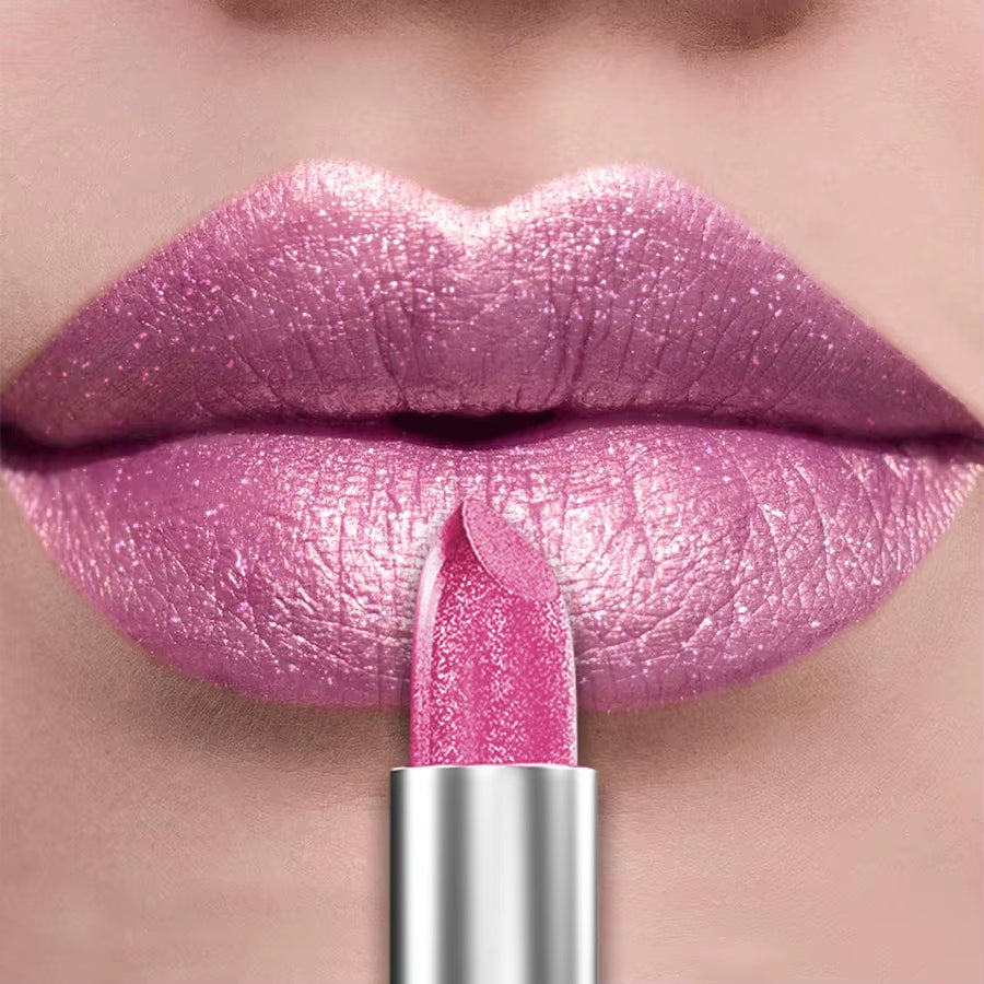 21-Color Bold & Intense Glitter Metallic Lipstick - Long-Lasting Pearlescent Lip Tint for Matte Lip Makeup Gifts