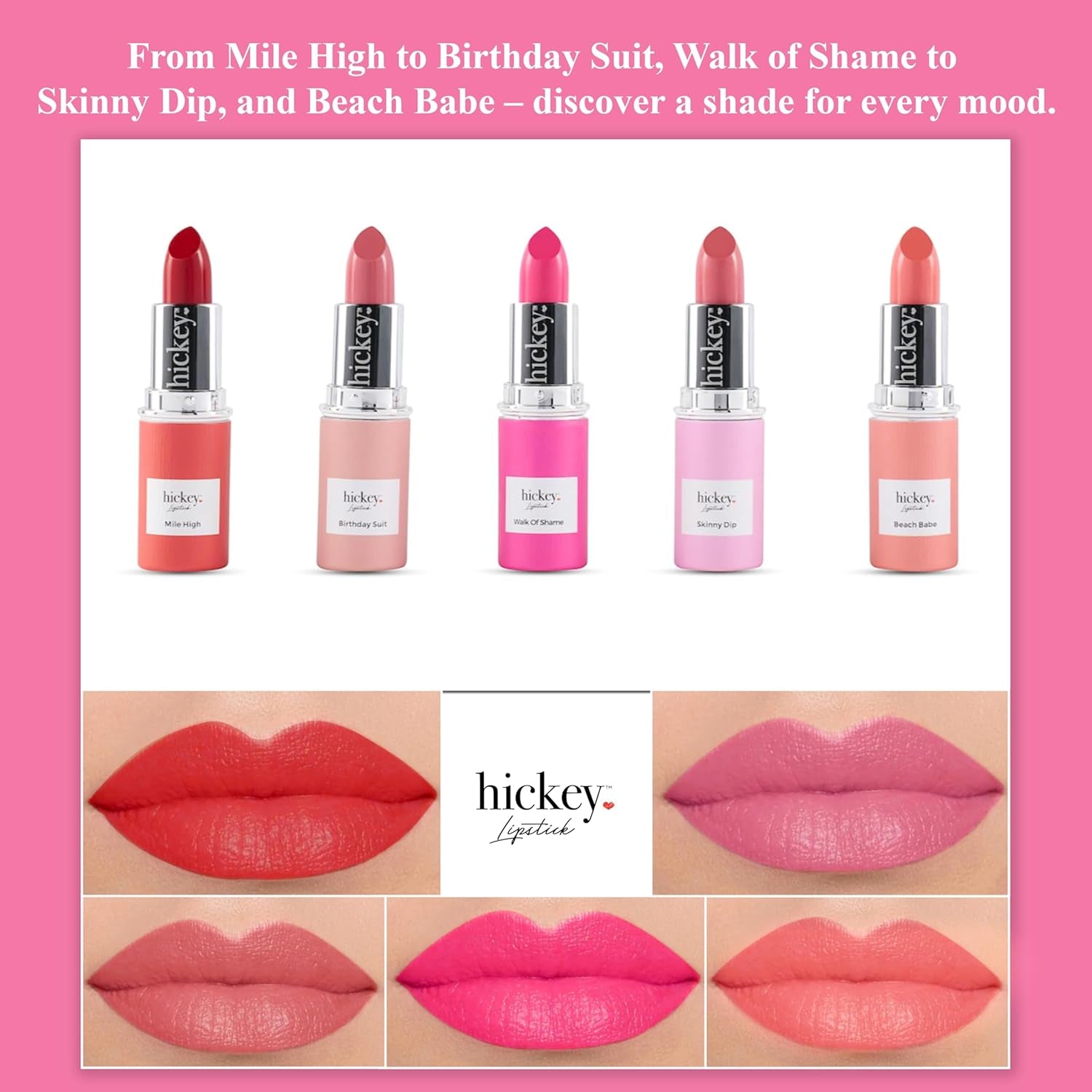 Lipstick for Women Fashion Week Lipstick Collection Refillable Perfect Red Lipstick, Hot Pink, Nude, Light Pink & Coral Organic, Vegan, Gluten-Free Lipstick Long Lasting (Pack of 5)