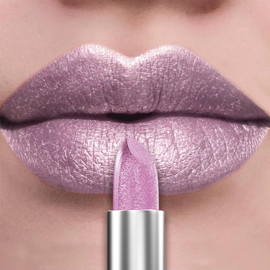 21-Color Bold & Intense Glitter Metallic Lipstick - Long-Lasting Pearlescent Lip Tint for Matte Lip Makeup Gifts