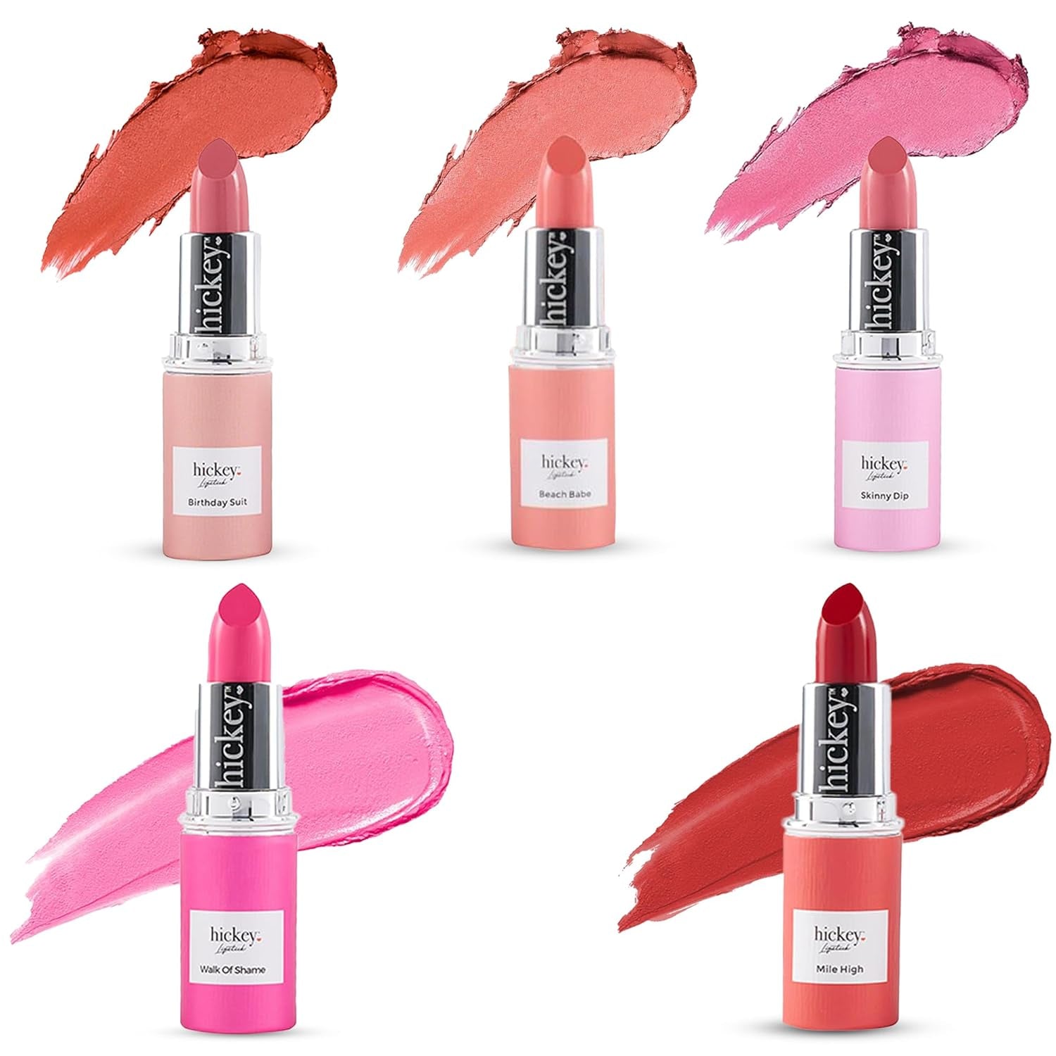 Lipstick for Women Fashion Week Lipstick Collection Refillable Perfect Red Lipstick, Hot Pink, Nude, Light Pink & Coral Organic, Vegan, Gluten-Free Lipstick Long Lasting (Pack of 5)