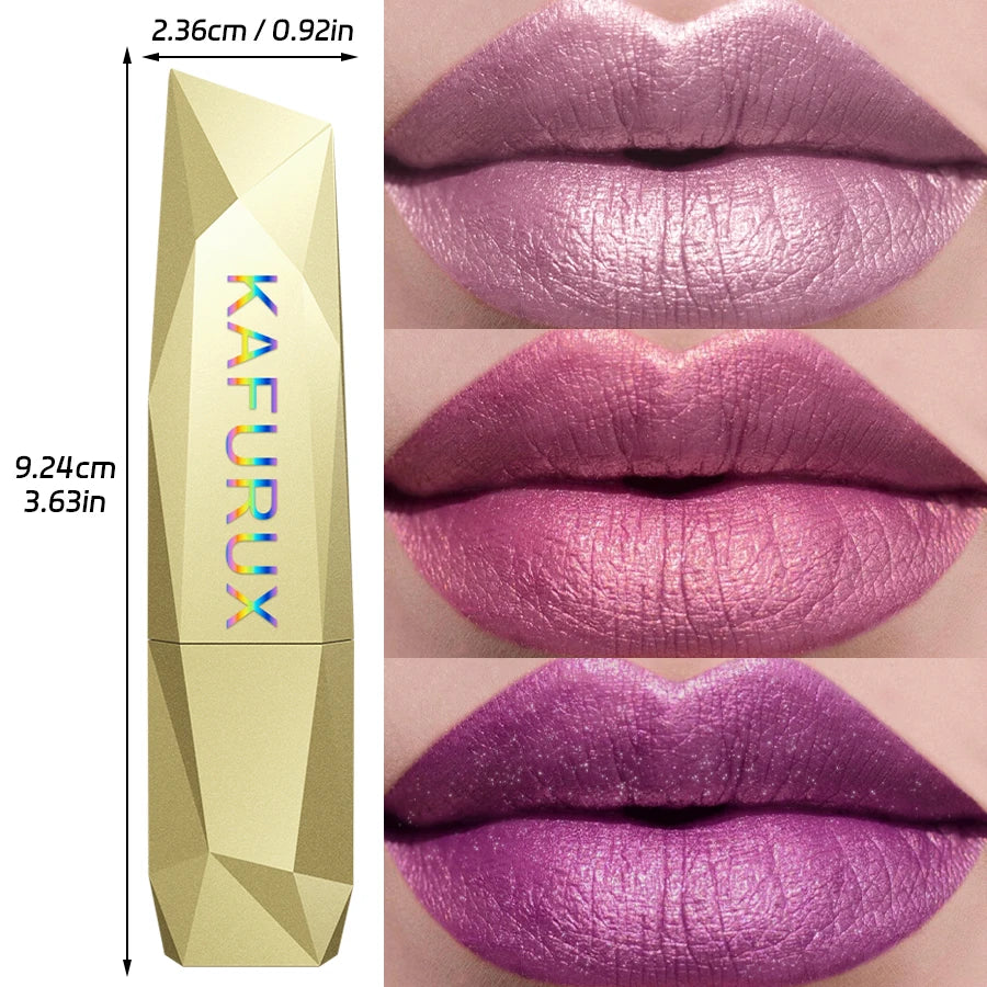 21-Color Bold & Intense Glitter Metallic Lipstick - Long-Lasting Pearlescent Lip Tint for Matte Lip Makeup Gifts