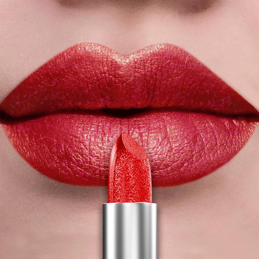 21-Color Bold & Intense Glitter Metallic Lipstick - Long-Lasting Pearlescent Lip Tint for Matte Lip Makeup Gifts