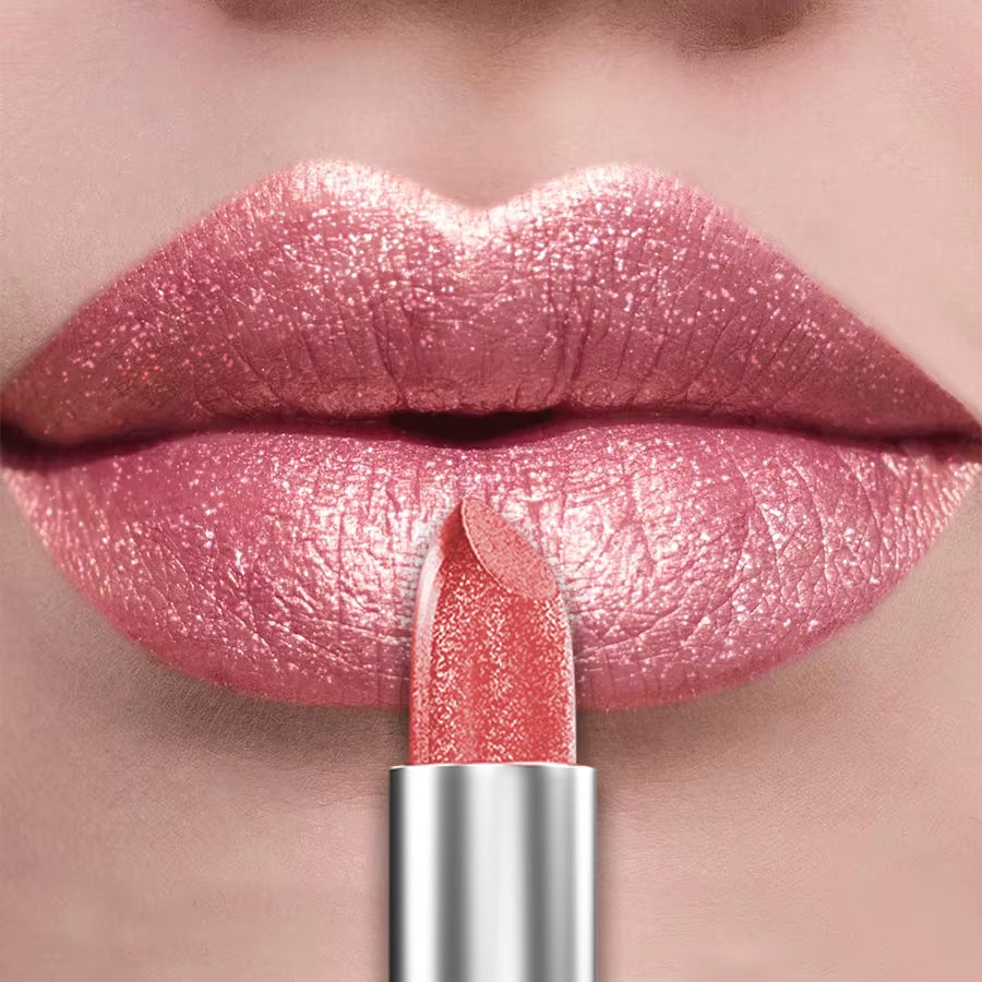 21-Color Bold & Intense Glitter Metallic Lipstick - Long-Lasting Pearlescent Lip Tint for Matte Lip Makeup Gifts