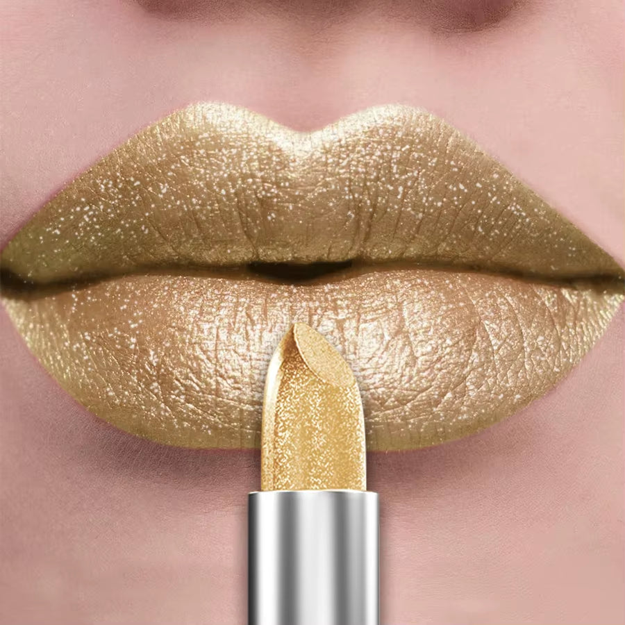 21-Color Bold & Intense Glitter Metallic Lipstick - Long-Lasting Pearlescent Lip Tint for Matte Lip Makeup Gifts