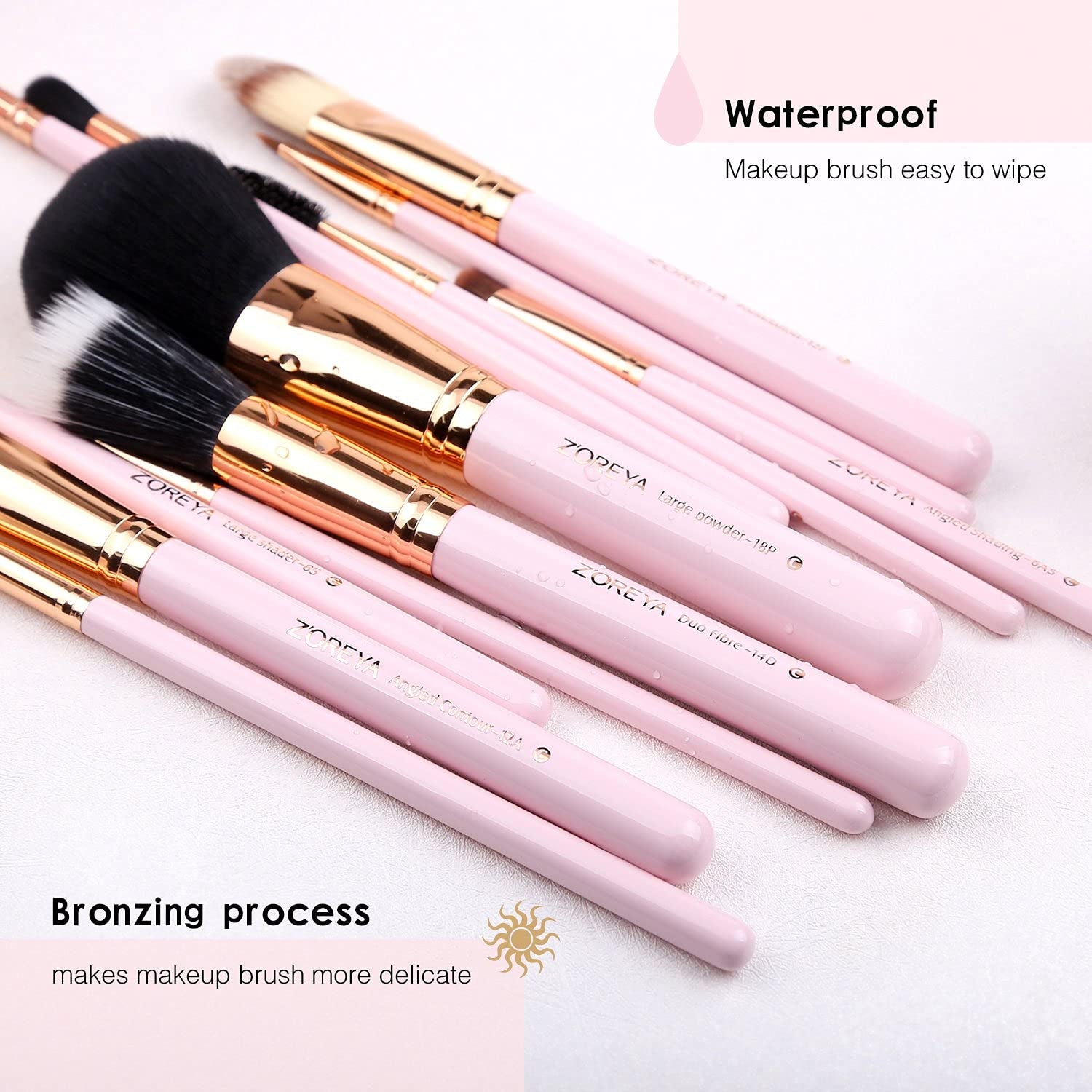 12-Piece Pink Synthetic Makeup Brush Set with Holder - Travel-Friendly Cosmetic Brushes for Foundation, Powder, Contour, Blush, and Eyes, Plus Bonus Makeup Sponge