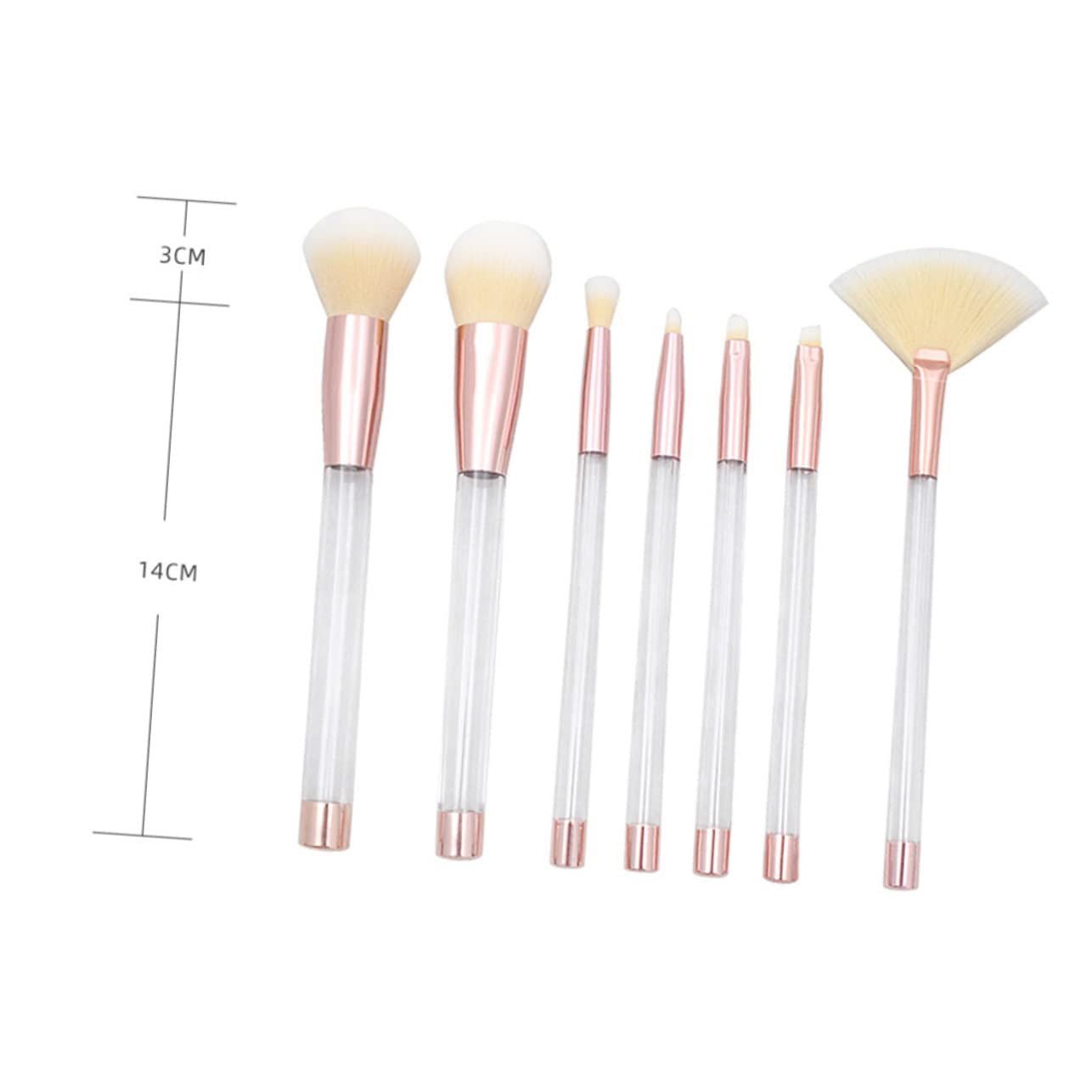 7Pcs Crystal Makeup Brush Set Sand Fillable Brushes Rose Gold Yellow Accents for Women Makeup Application and Daily Use