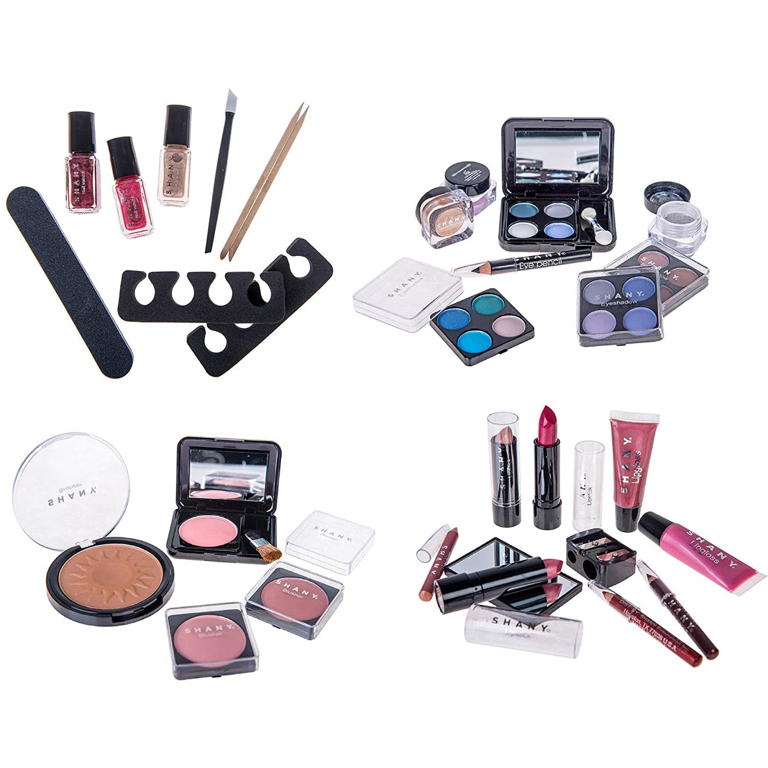 Carry All Trunk Makeup Train Case with Re-Usable Aluminum Makeup Storage Case. Makeup Set with Eye Palettes, Blushes,Makeup Powders, Manicure, Pedicure and Makeup Brushes.