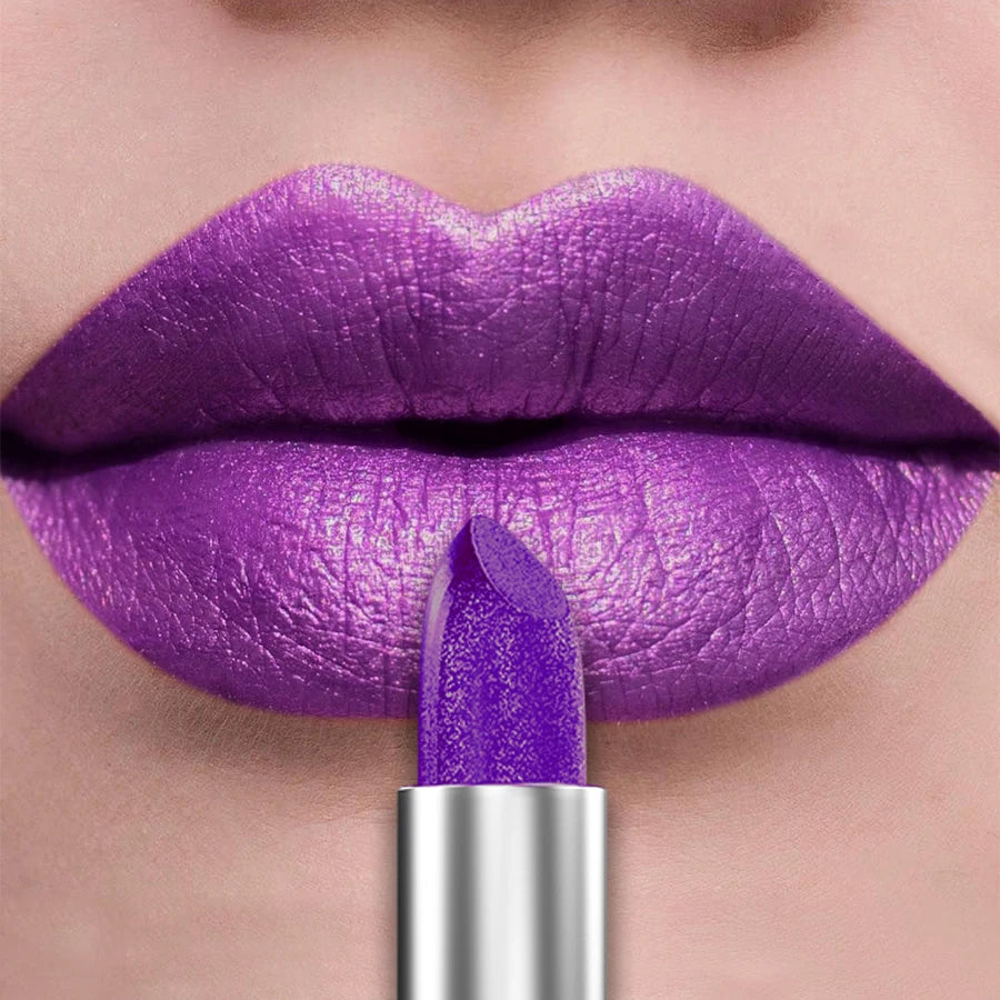 21-Color Bold & Intense Glitter Metallic Lipstick - Long-Lasting Pearlescent Lip Tint for Matte Lip Makeup Gifts