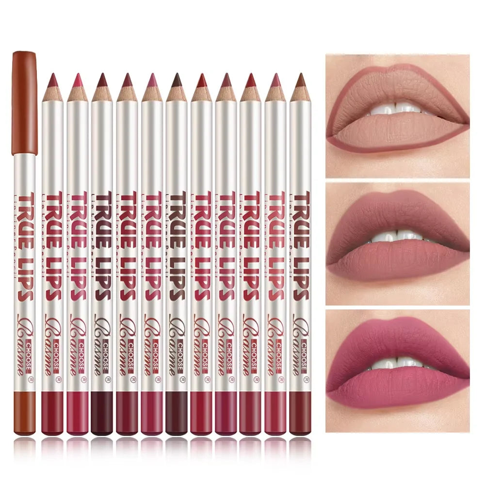 12-Piece Long-Lasting Lipstick Collection with Professional Lip Liner and Matte Lip Gloss for Women's Valentine's Day Gifts