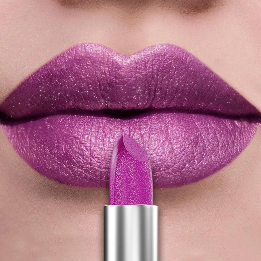 21-Color Bold & Intense Glitter Metallic Lipstick - Long-Lasting Pearlescent Lip Tint for Matte Lip Makeup Gifts