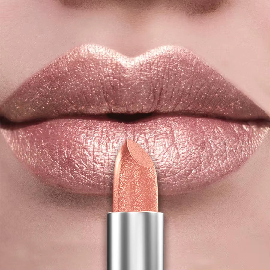 21-Color Bold & Intense Glitter Metallic Lipstick - Long-Lasting Pearlescent Lip Tint for Matte Lip Makeup Gifts