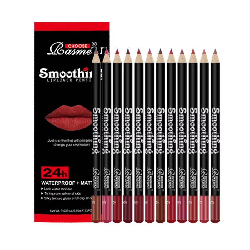 12-Piece Long-Lasting Lipstick Collection with Professional Lip Liner and Matte Lip Gloss for Women's Valentine's Day Gifts